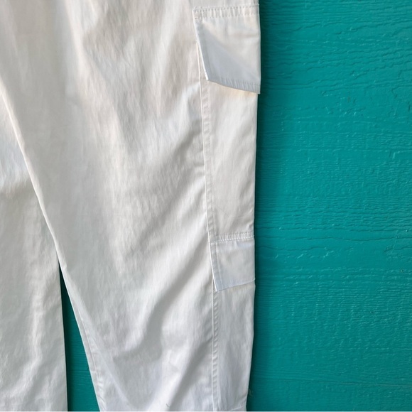 ZARA SILKY WIDE LEG DOUBLE CARGO TROUSERS PANTS SIZE SMALL WHITE - Picture 7 of 12